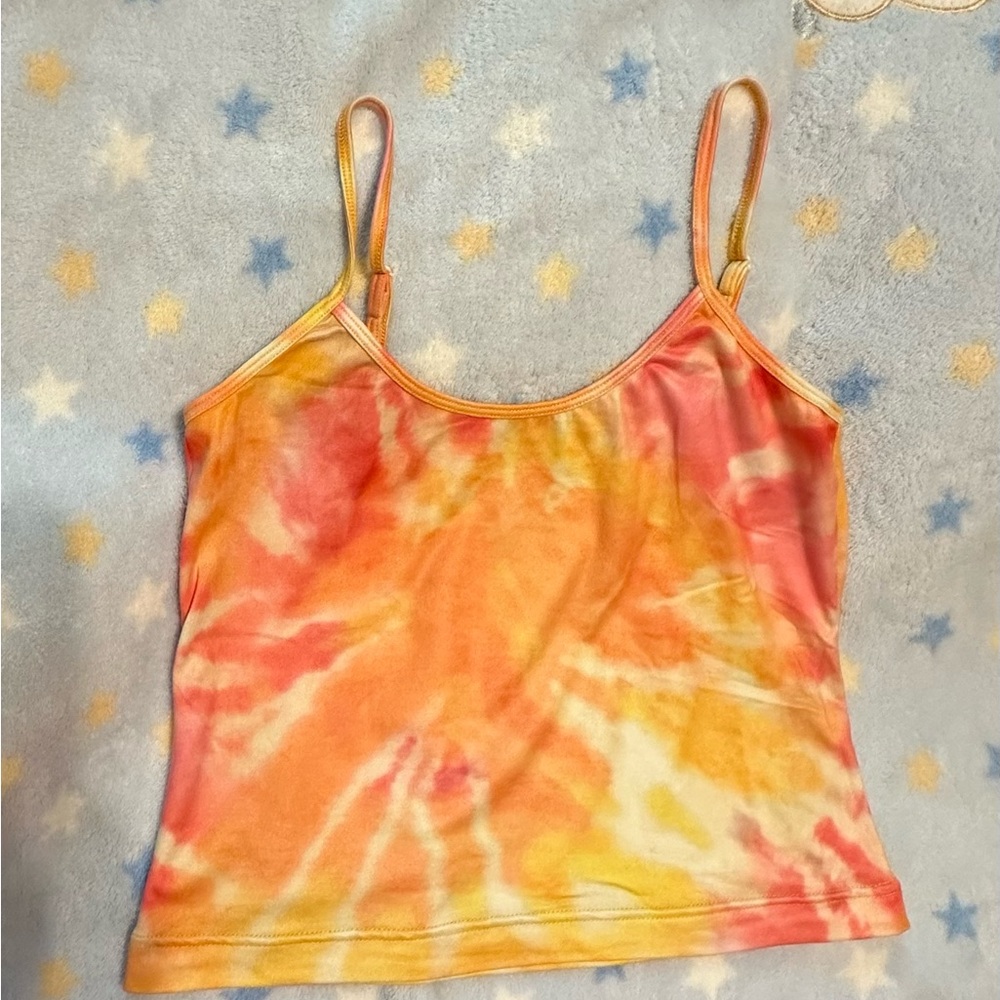 Tie-Dye Spaghetti Strap Top - Orange and Yellow